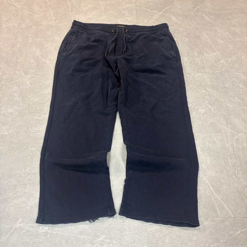 American Eagle Mens Navy Blue Fleece Straight Leg Drawstring Sweatpants 3828